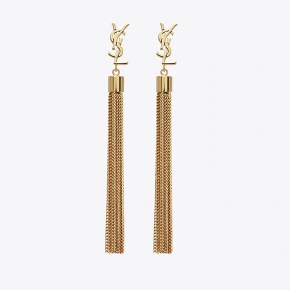 Saint LaurentYSL LouLou Chain Tassel Earrings — Gold Tone